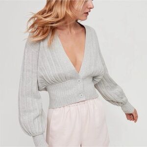 Aritzia - Wilfred Thais Cardigan in Heather Light Grey